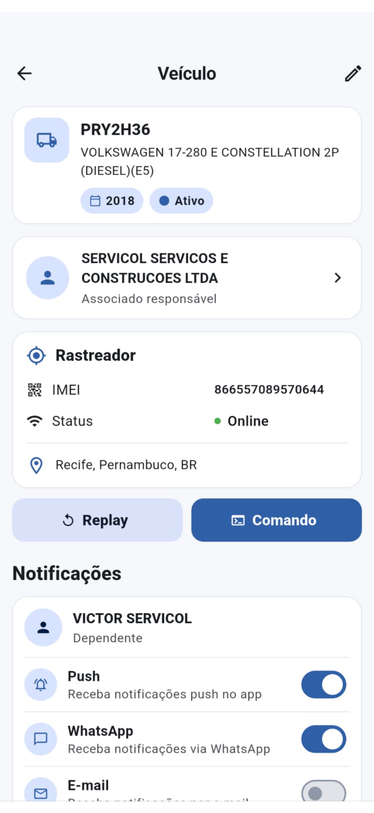 Tela 8 do GestorTrack Manager