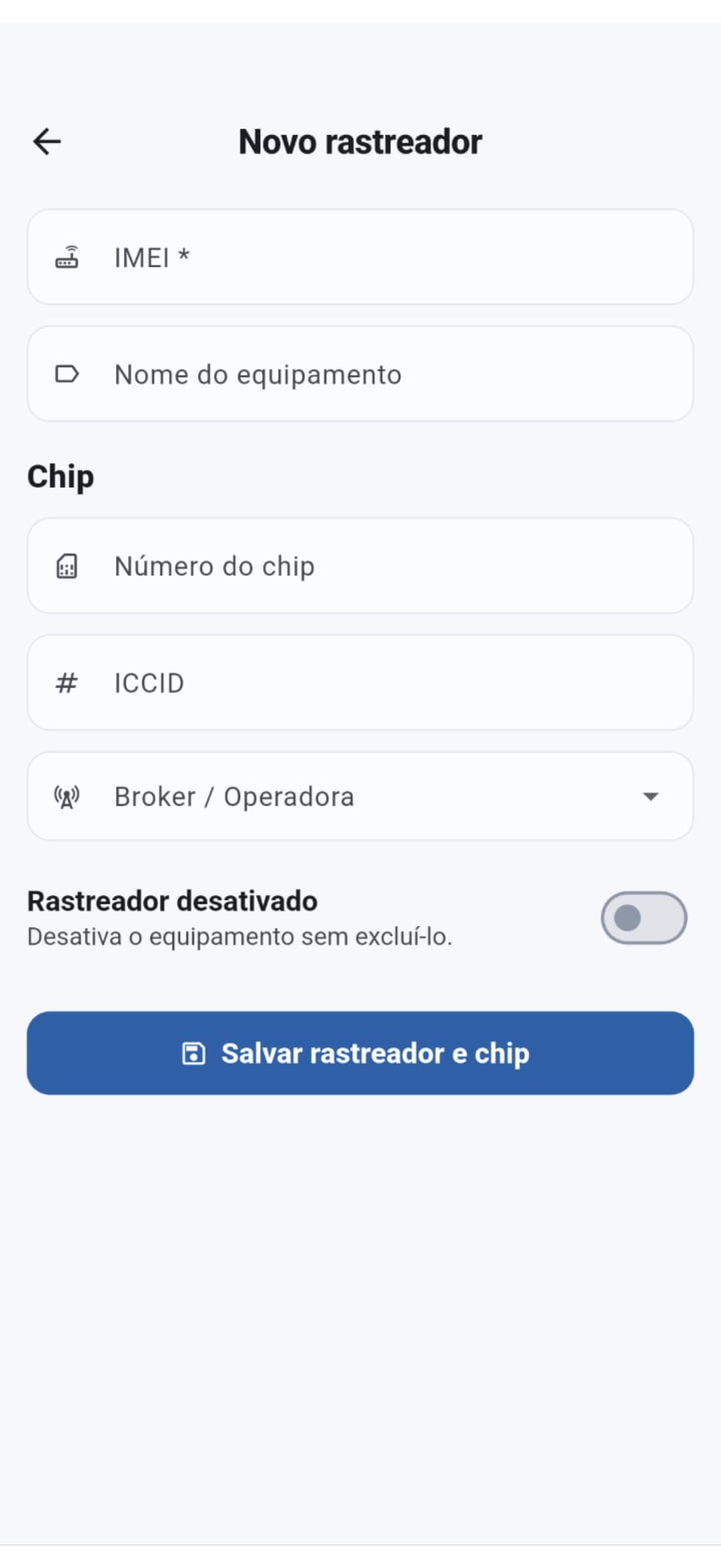 Tela 3 do GestorTrack Manager
